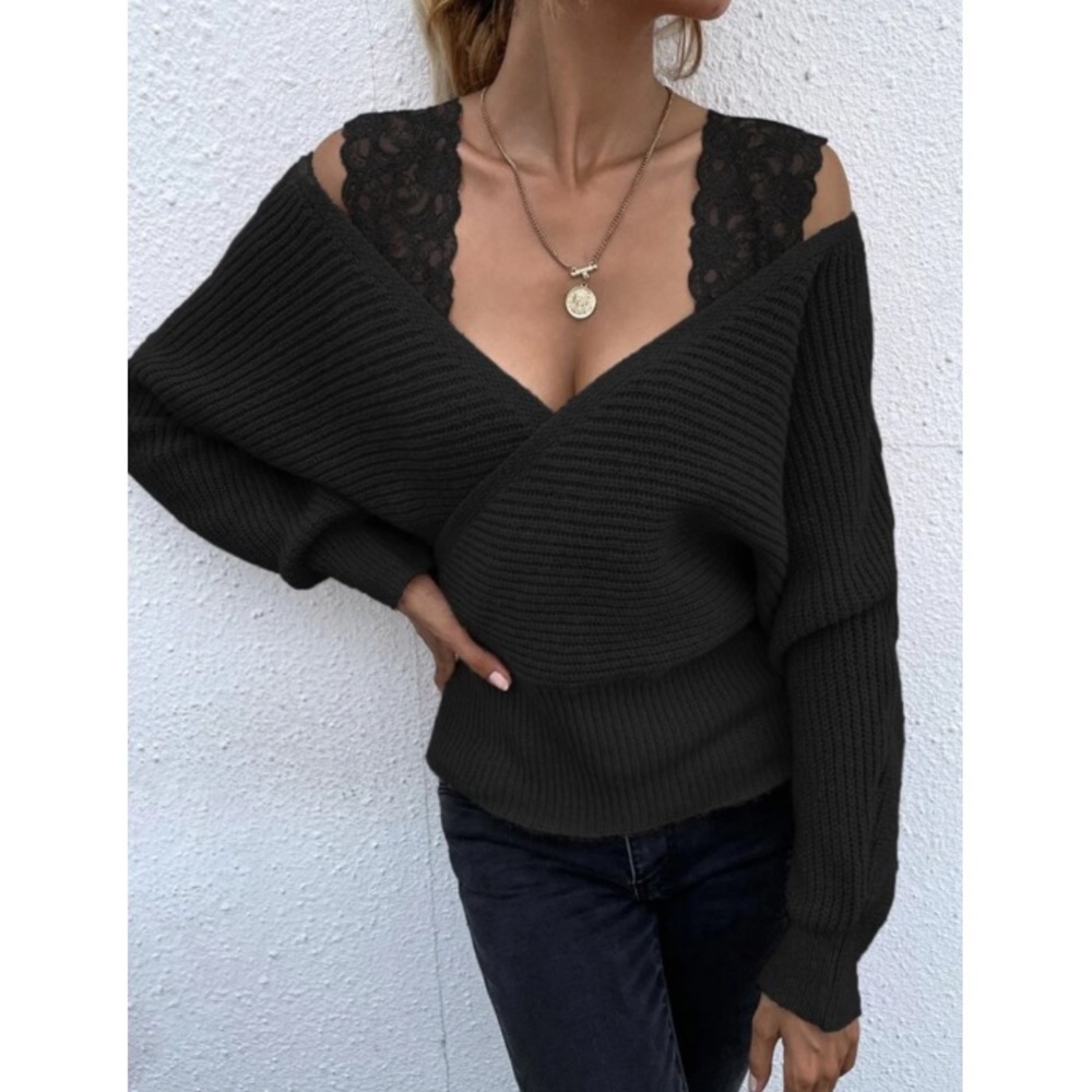Cold shoulder dolman sleeve sweater gray - Picture 10 of 15
